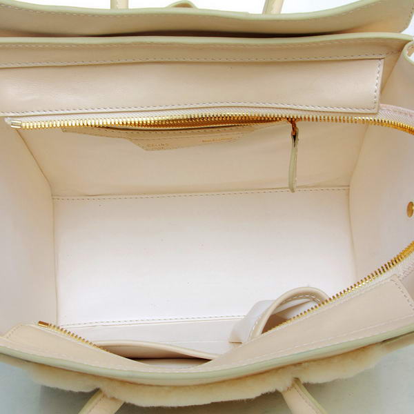 Celine Luggage Micro Boston Bag Lambswool Original Leather Offwhite