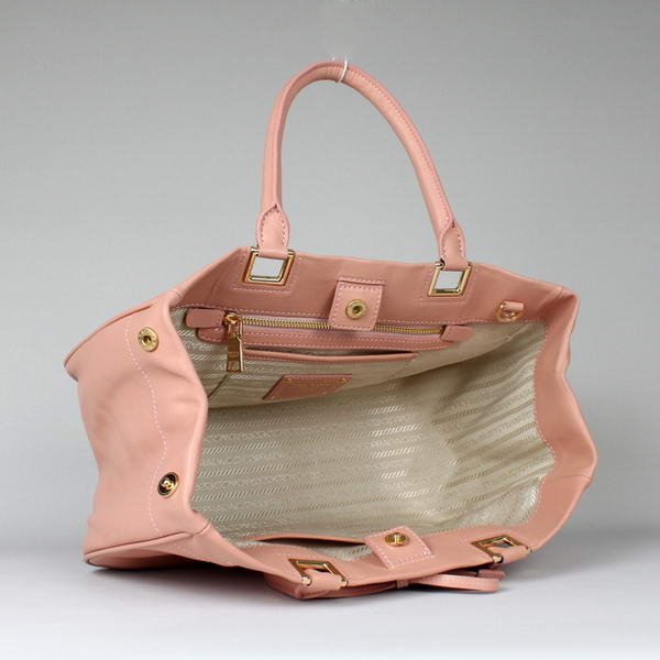 Top Quality Prada Glace Calf Leather Tote Bag BN2243 Pink