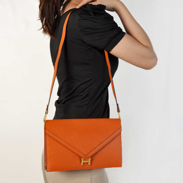 Hermes Liddy Bag clemence leather in Orange with Gold hardware