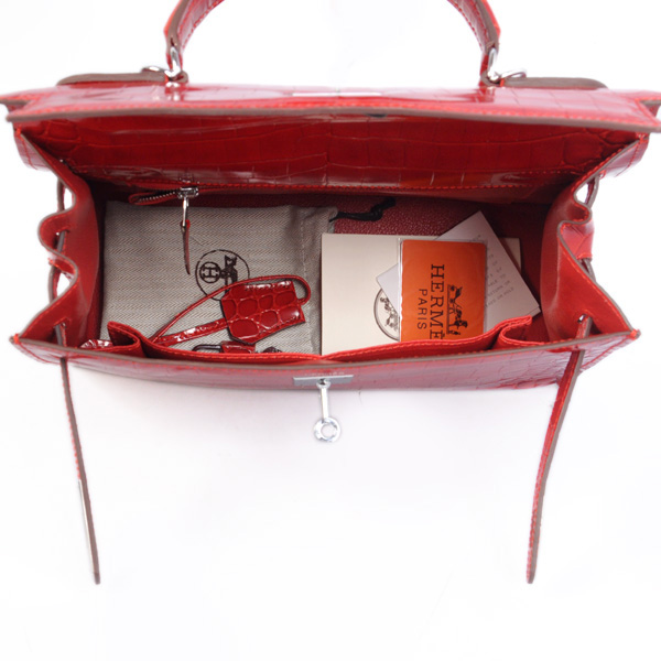 Hermes kelly 32CM Crocodile leather in Light Flame with Silver hardware