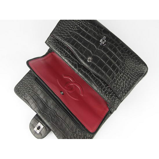 Chanel Fall Winter 2012 Croc Veins Leather Flap Bag A01112 Black