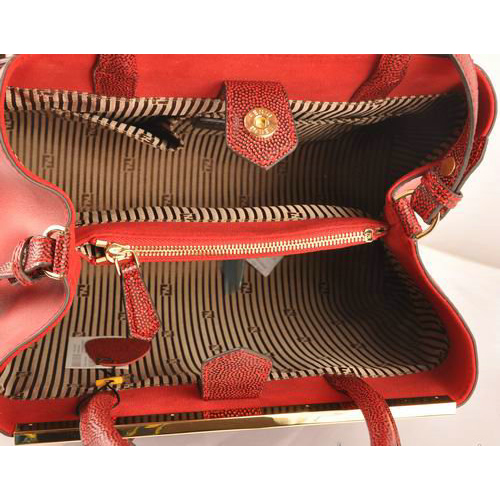 Fendi 2Jours Cannage&Ferrari Leather Tote Bag F2552S Wine