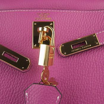 Hermes Kelly Handbags 32CM light Purple(gold)