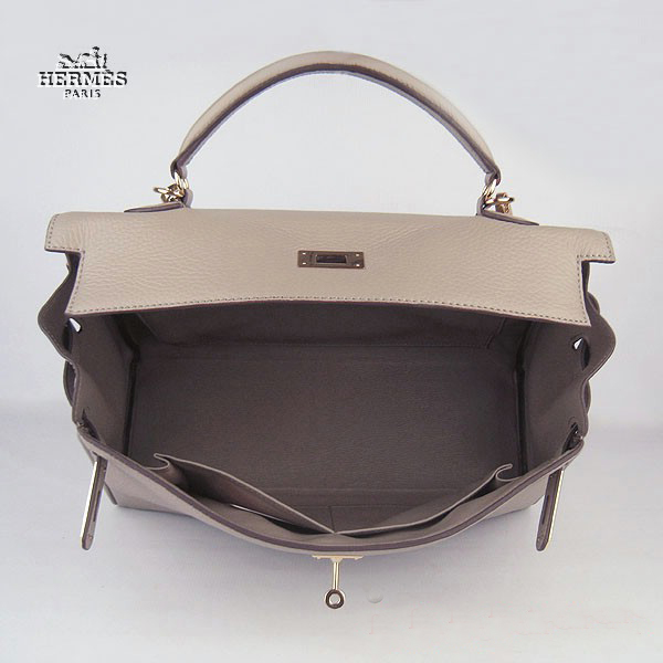 Hermes Kelly 35cm Togo Leather Bag Grey 6308 Gold Hardware