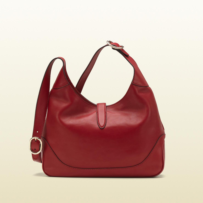 gucci jackie red leather shoulder bag