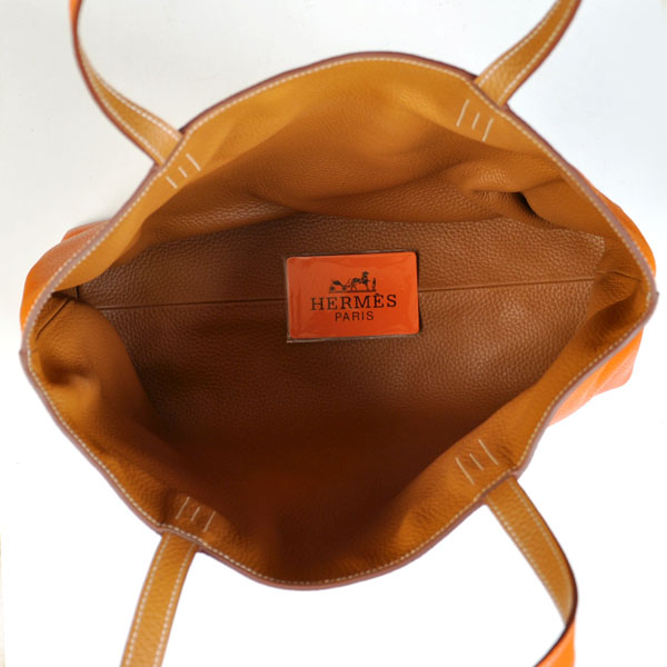 Hermes shopping bag clemence leather in Orange/Camel