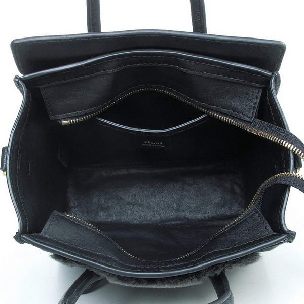 Celine Luggage Nano Boston Bag Lambswool Original Leather Black