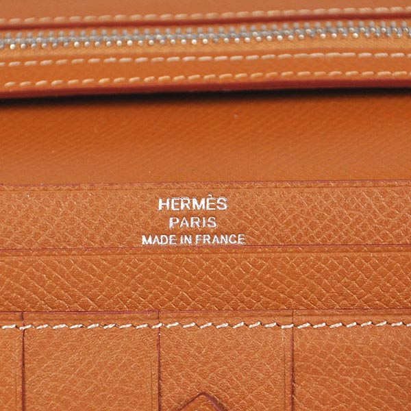 Hermes 2 flod original leather wallet in Camel