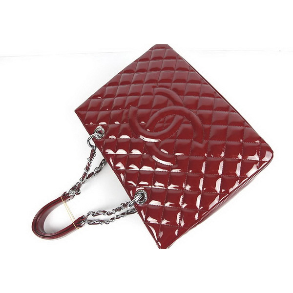 Chanel Handbags Maroon Patent Leather with Silver Hardware 50995