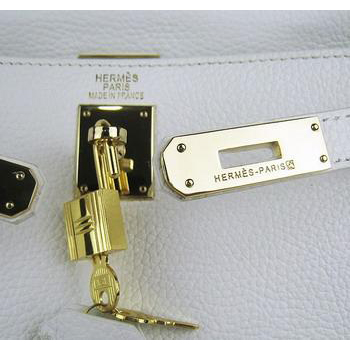 Hermes Kelly Handbags 32CM White(gold)