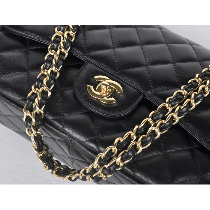 Chanel Jumbo Quilted Classic Cannage Patterns Flap Bag A58600 Black Gold