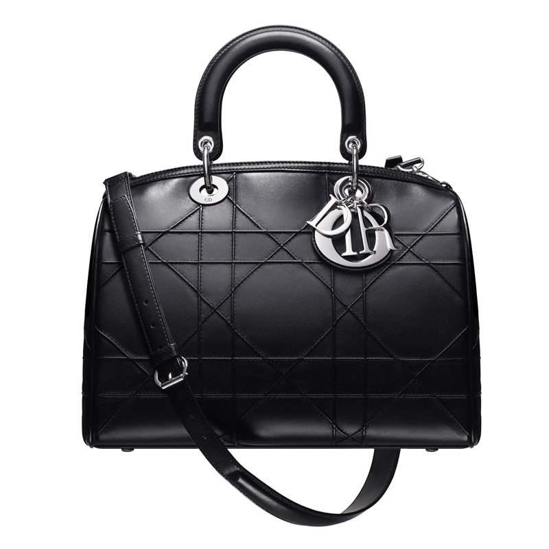 Black leather 'Dior Granville' polochon bag