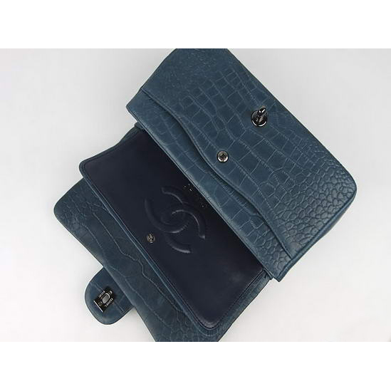 Chanel Fall Winter 2012 Croc Veins Leather Flap Bag A01112 Blue