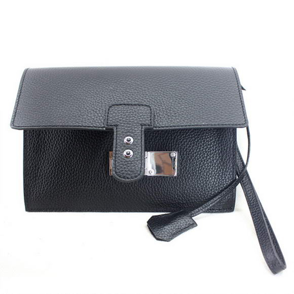 Hermes Jet Pochette Clutch Bag Clemence Leather Black