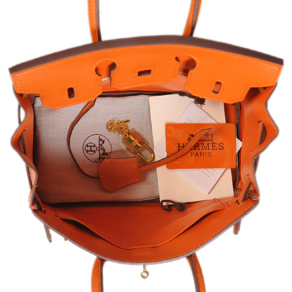 Hermes Birkin 25CM clemence leather in Orange with Gold hardware