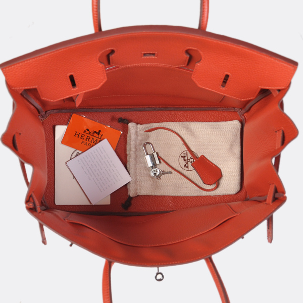 Hermes Birkin 35CM clemence leather in Cuckoo red with Silver hardware