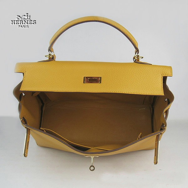 Hermes Kelly 35cm Togo Leather Bag Yellow 6308 Gold Hardware