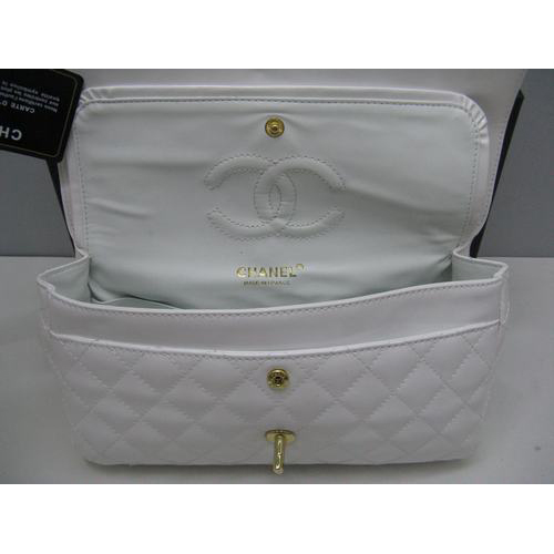 Chanel patent leather White Flap bag with Gold chain