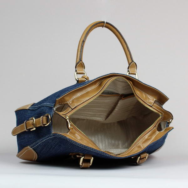 Fashion Prada Denim with Saffiano Tote Bags BN1786 Apricot