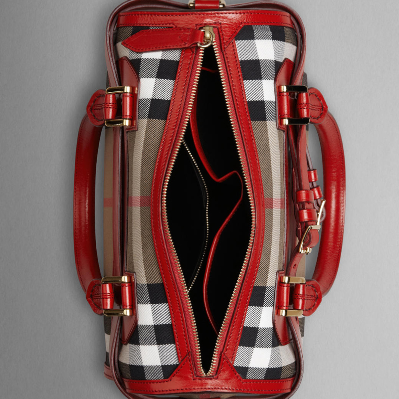 CHECK LEATHER BOWLING BAG