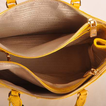 Prada Medium Ostrich Leather Tote Bag Yellow