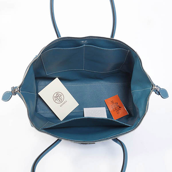 Hermes 37cm paris bombay clemence leather in Medium Blue