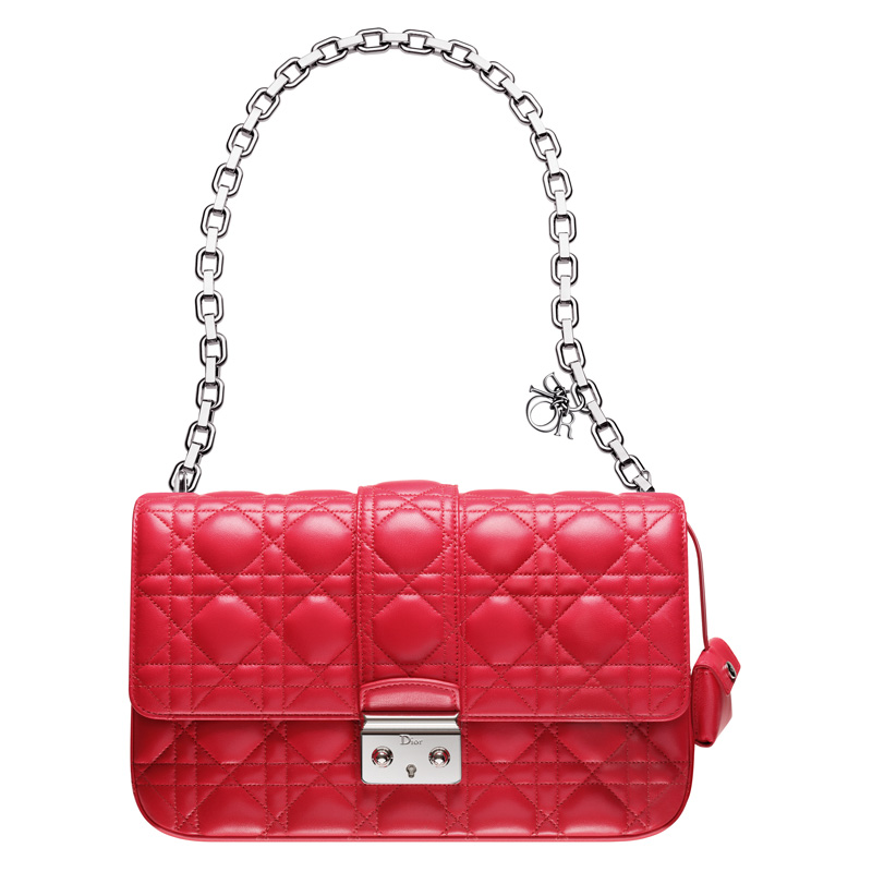 Crimson red leather 'Miss Dior' bag