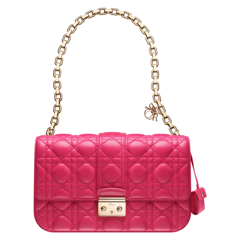 Fuchsia leather 'Miss Dior' bag