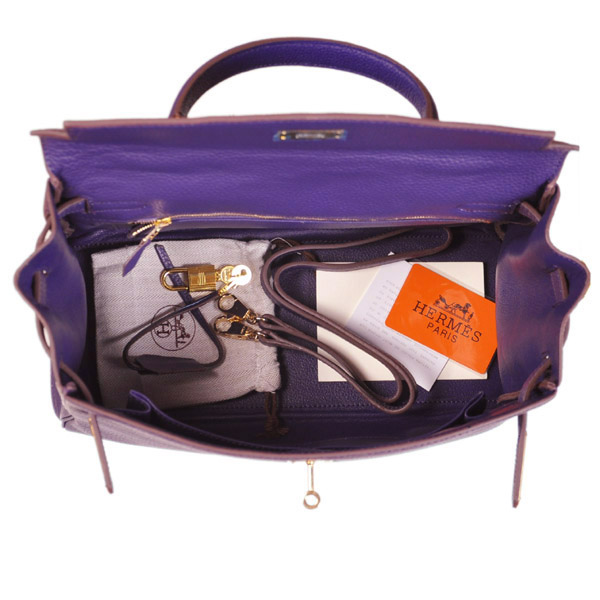 Hermes kelly 35CM Iris Purple clemence leather(Gold)