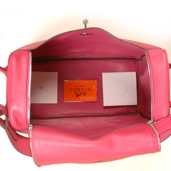 Hermes Lindy Bag 34 clemence leather in Peach with Silver hardware