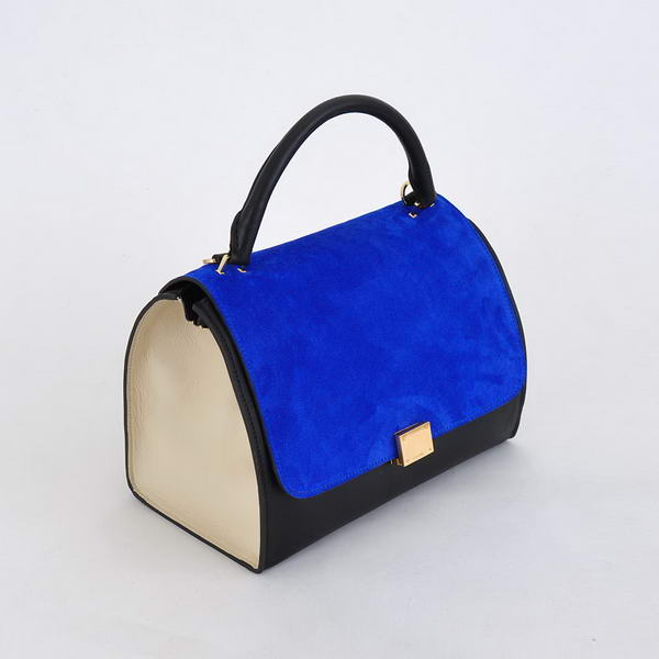 Celine Trapeze Bags Suede with Calfskin 88037 Blue Black