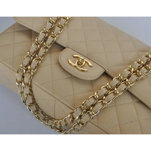 Chanel Jumbo Double Flaps Bag Apricot Original Caviar Leather A36097 Gold