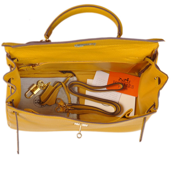 Hermes kelly 35CM Yellow clemence leather(Gold)