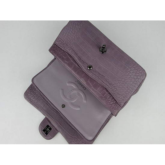 Chanel Fall Winter 2012 Croc Veins Leather Flap Bag A01112 Purple