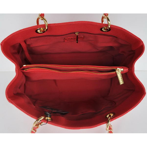 Chanel A50995 Red Caviar Leather Shoulder Bag Gold