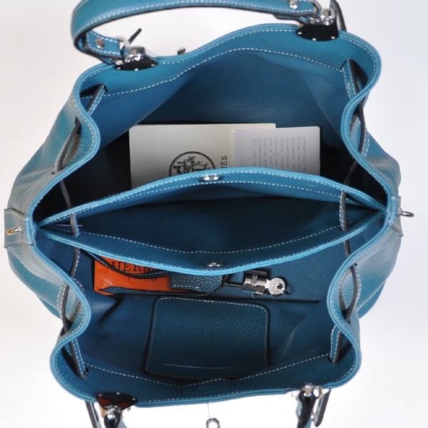 Hermes Mini so kelly bag in Medium Blue with Silver hardware