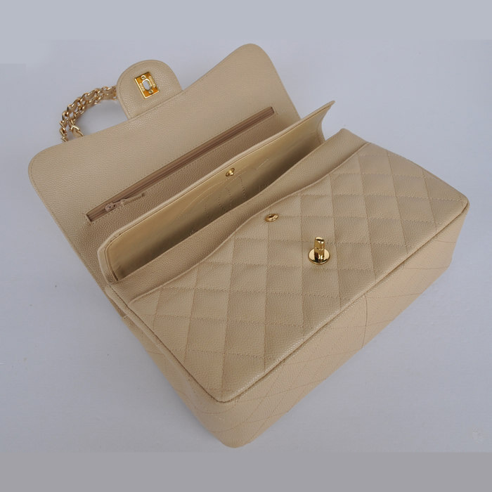 Chanel Jumbo Quilted Classic Cannage Patterns Flap Bag A58600 Apricot Gold