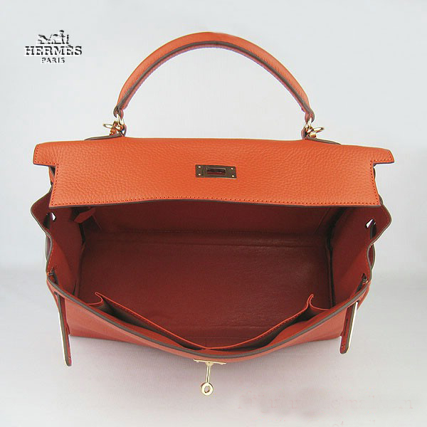 Hermes Kelly 35cm Togo Leather Bag Orange 6308 Gold Hardware