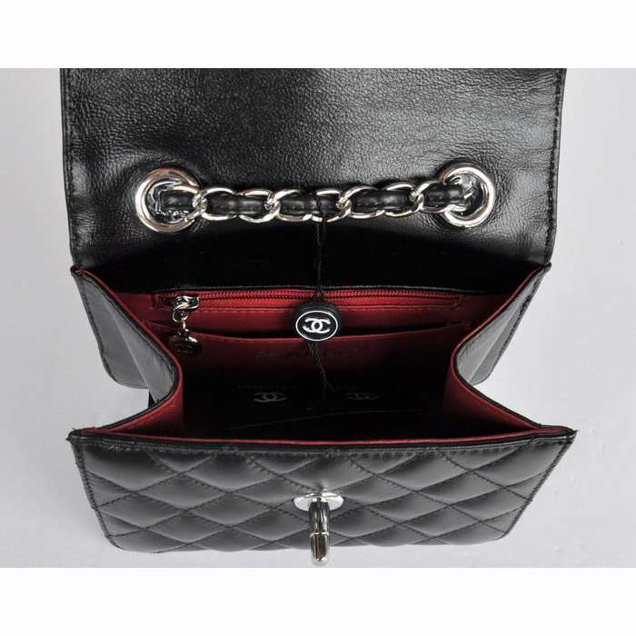 Chanel Classic Micro Flap Bag 1118 Black Sheepskin Silver Hardware