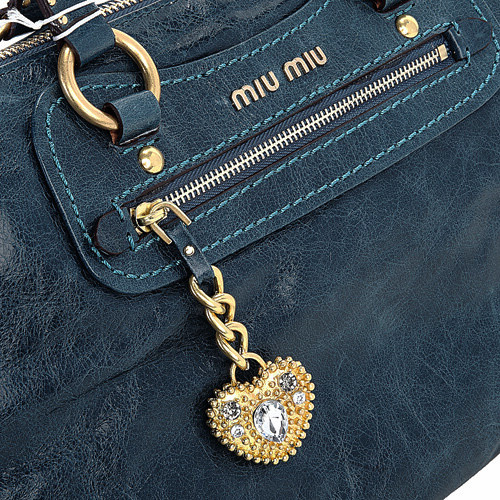 Miu Miu Shiny Leather Tote Bag 6683 Blue