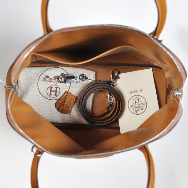 Hermes Bolide Bag 37cm clemence leather in Camel with Silver hardware