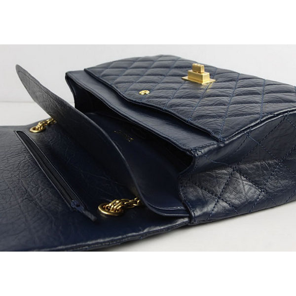 Chanel Flap Bag Quilted Navy-Blue Leather with Gold Chain 48102