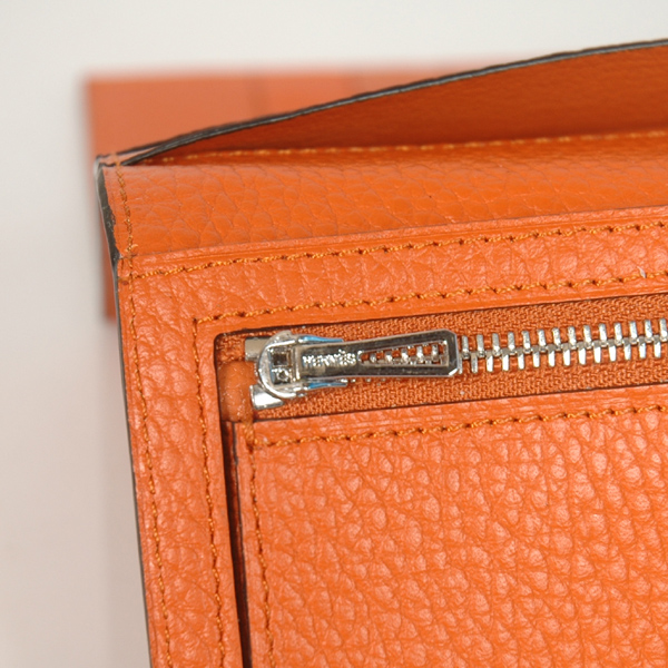 Hermes 3 fold wallet leather in Orange