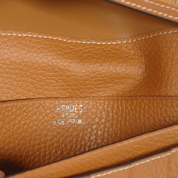 Hermes 2 fold wallet leather in Camel