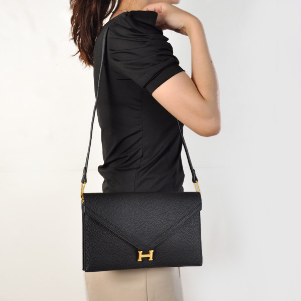 Hermes Liddy Bag clemence leather in Black with Gold hardware