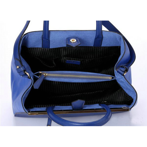 Fendi Fall Winter 2012 2Jours Blue Original Leather Tote Bag F001