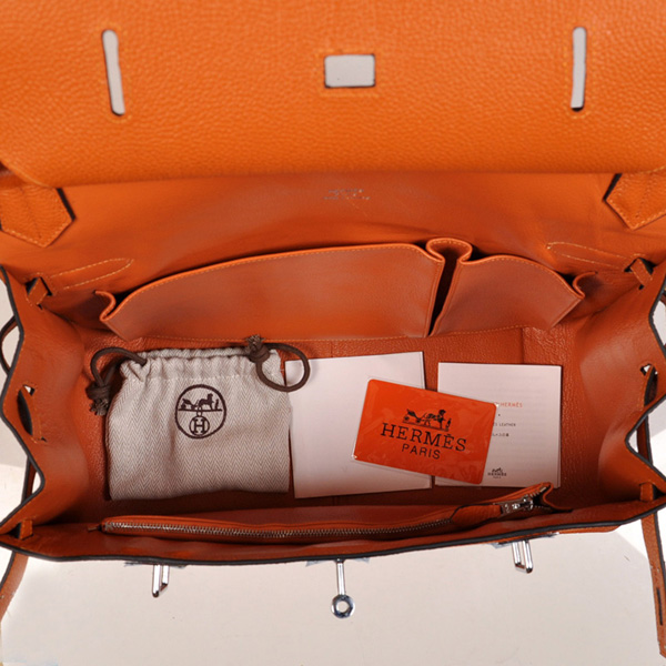 Hermes Jypsiere Bag 34cm togo leather in Orange with Silver hardware