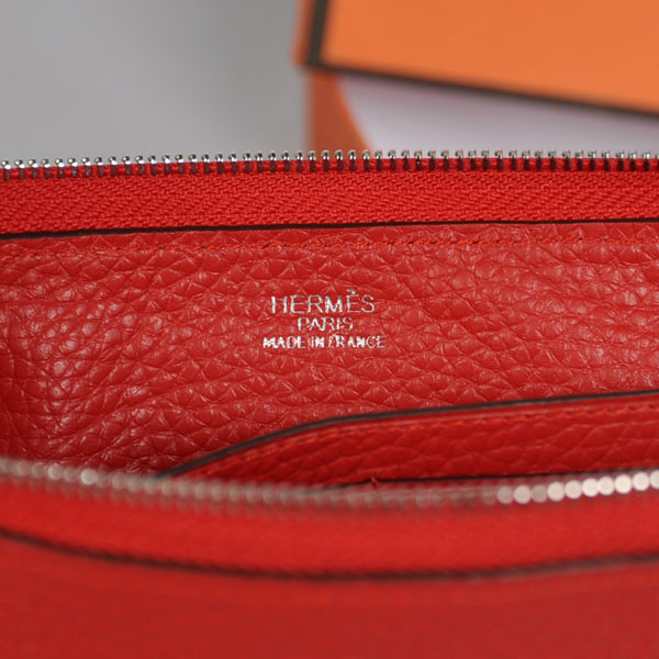 Hermes Zipper Wallet clemence leather in Flame