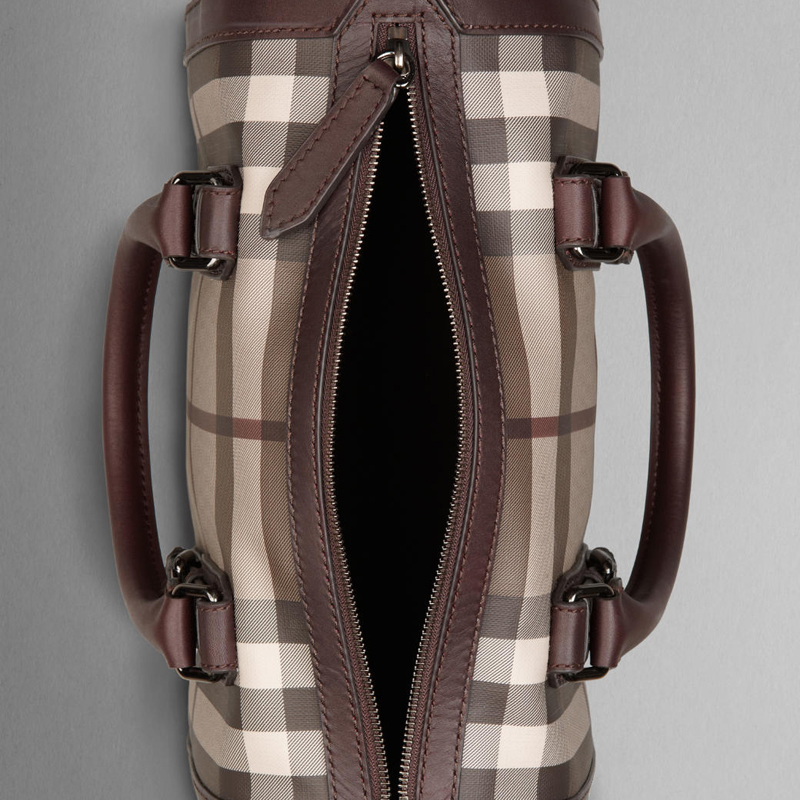 MEDIUM CHECK LEATHER BELTED BOWLING BAG