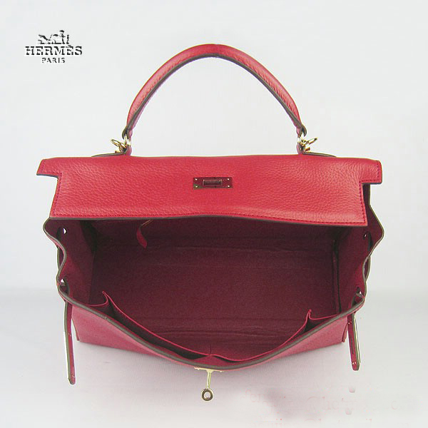 Hermes Kelly 35cm Togo Leather Bag Red 6308 Gold Hardware